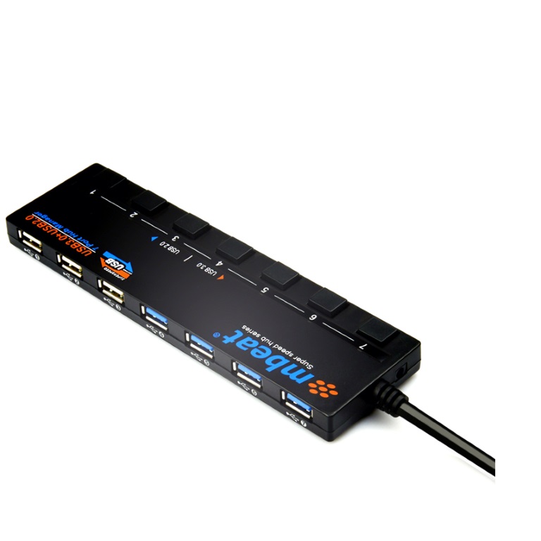 V177-L-USMB-USB-M43HUB-USMB-USB-M43HUB__19912-00 MBEAT 7-Port USB 3.0 & USB 2.0 Powered Hub Manager with Switches - 4x USB 3.0 with 5Gbps/3x USB 2.0 with 2.4Ghz(480Mbps)/Super Fast Hub Manager - Image 1