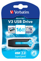 V177-L-USV-49176-USV-49176__88936-00 VERBATIM 16GB V3 USB3.0 Blue Store'n'Go V3; Rectractable - Image 1