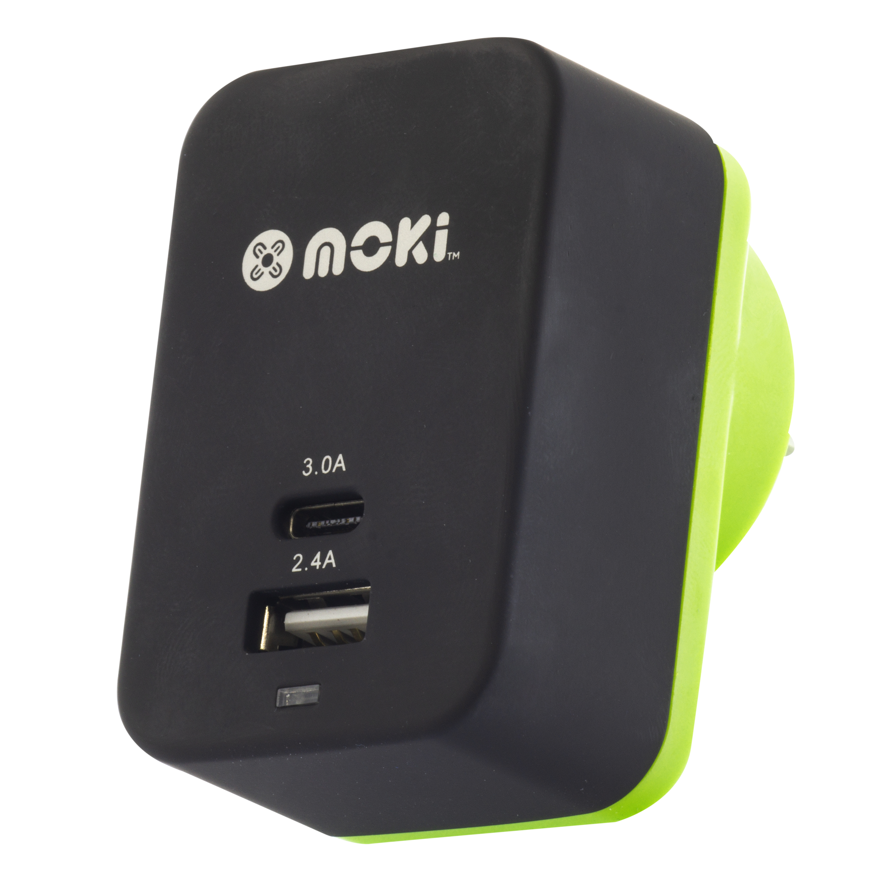 V177-MTCWP-ACC-MTCWP-00__48337-00 MOKI Wall Charger + (Type-C + USB) 3.0 RapidCharge - Black - Image 1
