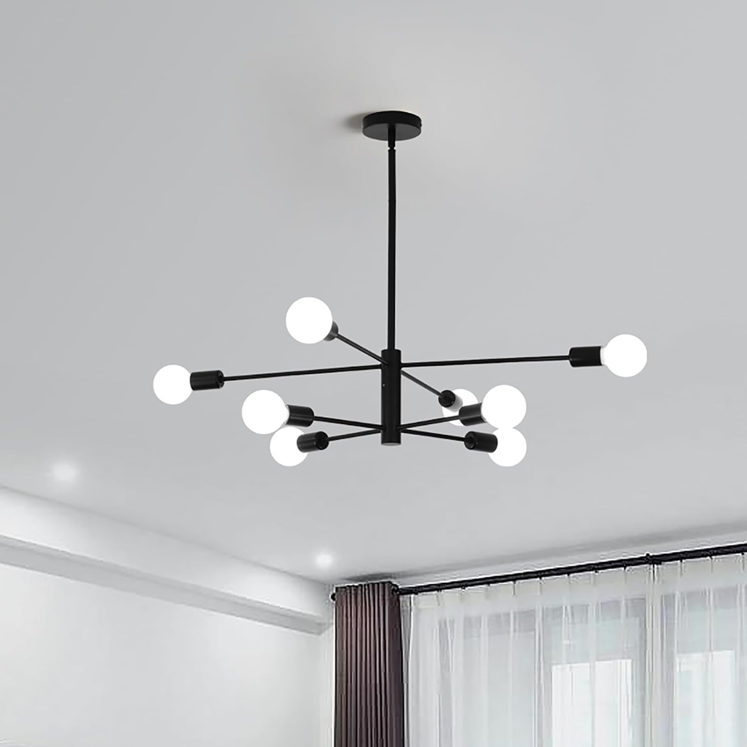 V178-37411-139688-00 Modern Sputnik Chandelier, 8 Light, Black - Image 1