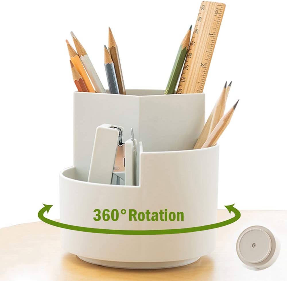 V178-85163-85163_1_mLGT_F1A4-00 360 degree rotating multi-functional pen holder with 3 separate layer for office desk organiser (White) - Image 1
