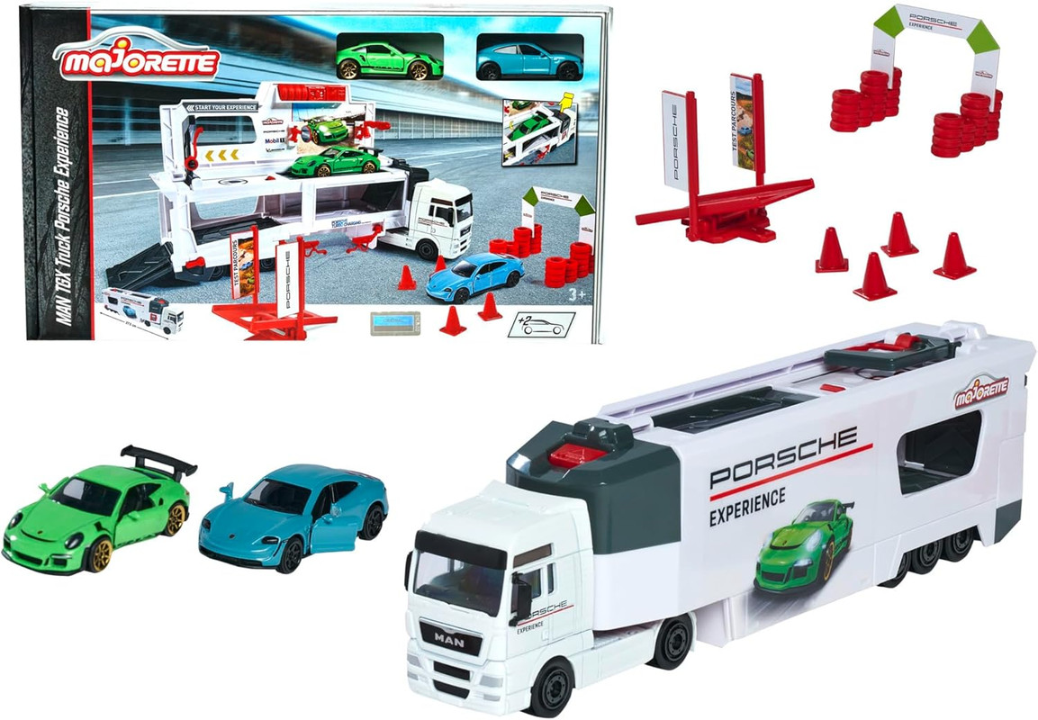 V185-063125-191017-00 MAN TGX Porsche Experience Truck and 2 Cars 911 GT3 Taycan Playset - Image 1
