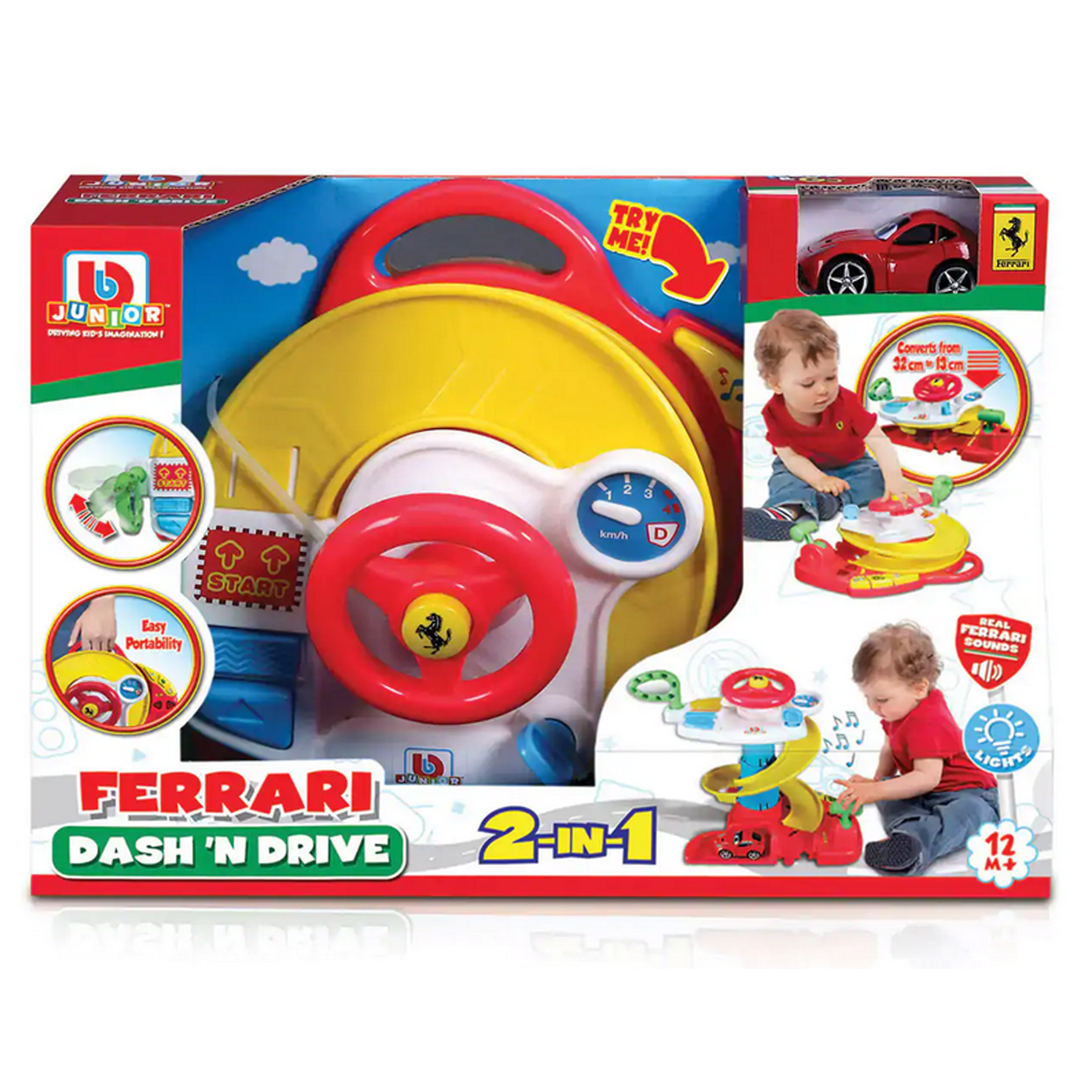 V185-DASHNDRIVE-78740-00 BB Junior Ferrari Dash 2 in 1 Driving Tower with Car - Image 1