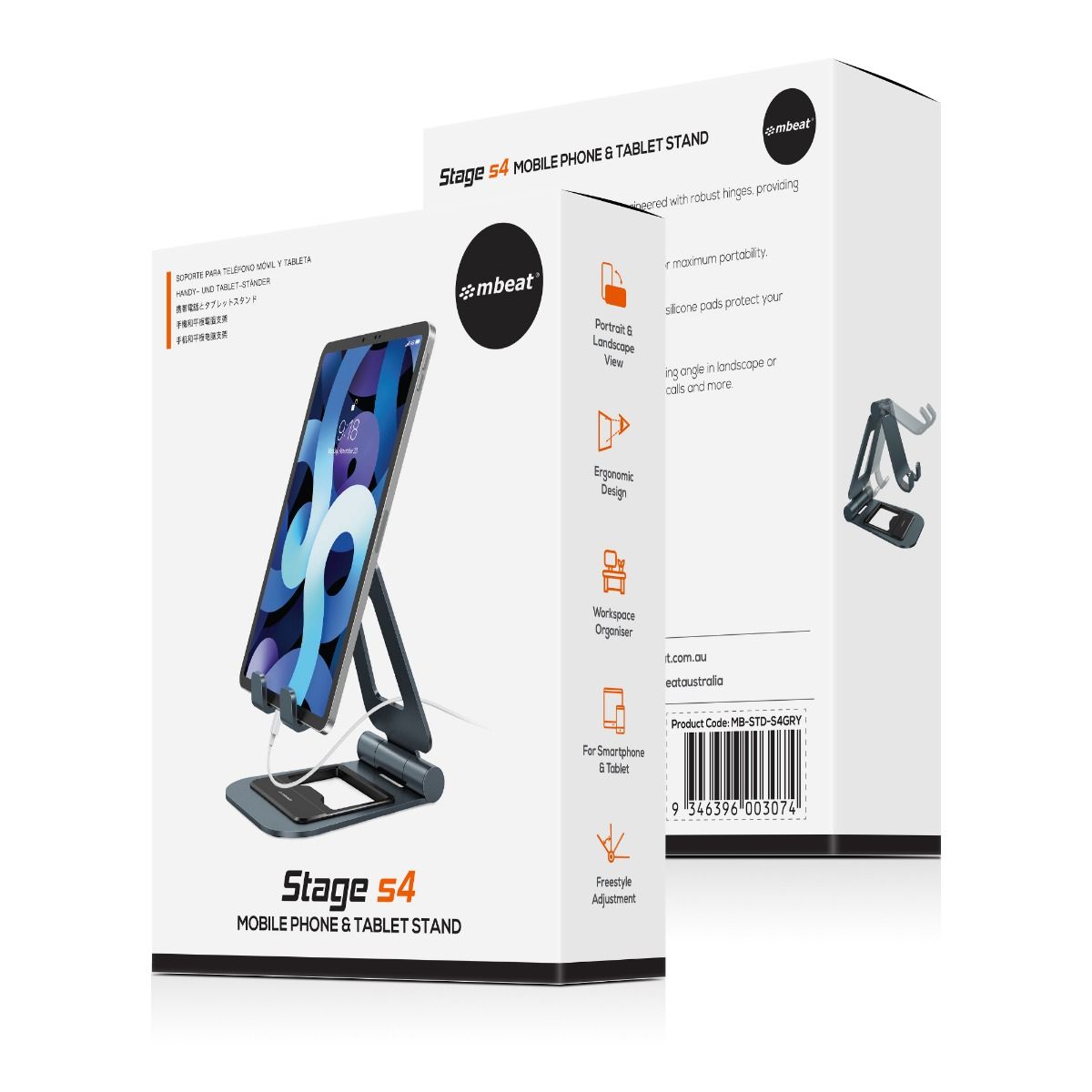 V186-MB-STD-S4GRY-27406-00 mbeat Stage S4 Mobile Phone and Tablet Stand - Image 1
