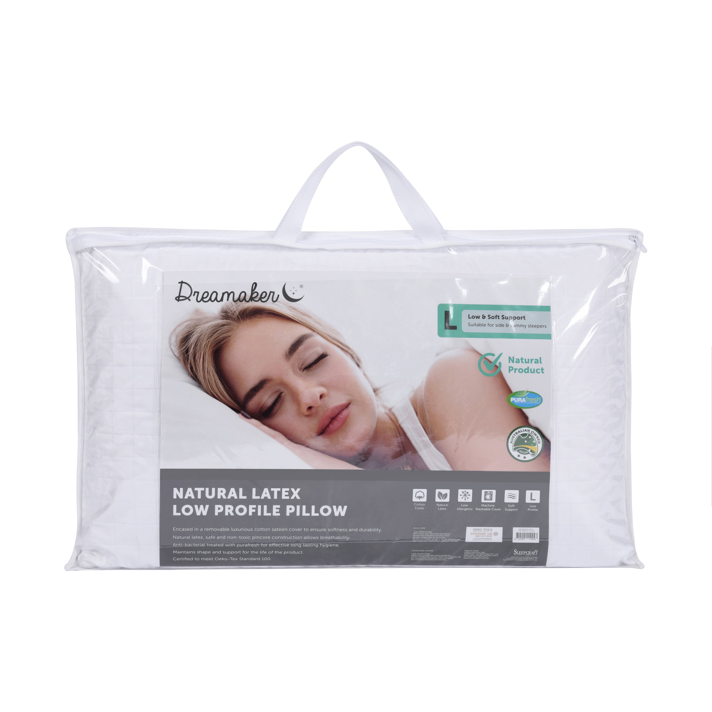 V189-1110043-35656-00 Dreamaker Latex Pillow - Low Profile - Image 1