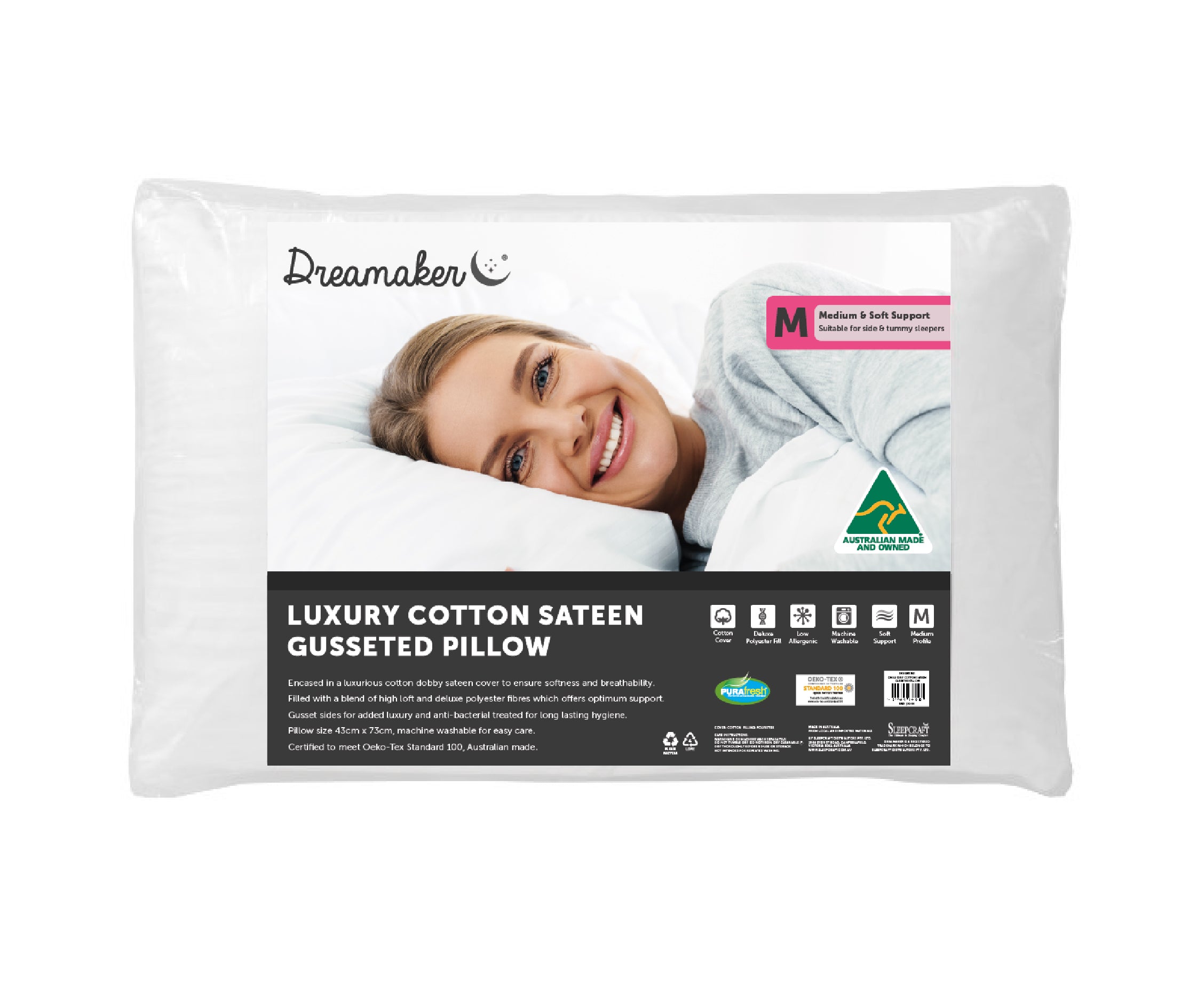 V189-1980363-35655-00 Dreamaker Luxury Cotton Sateen Gusseted Pillow - Image 1