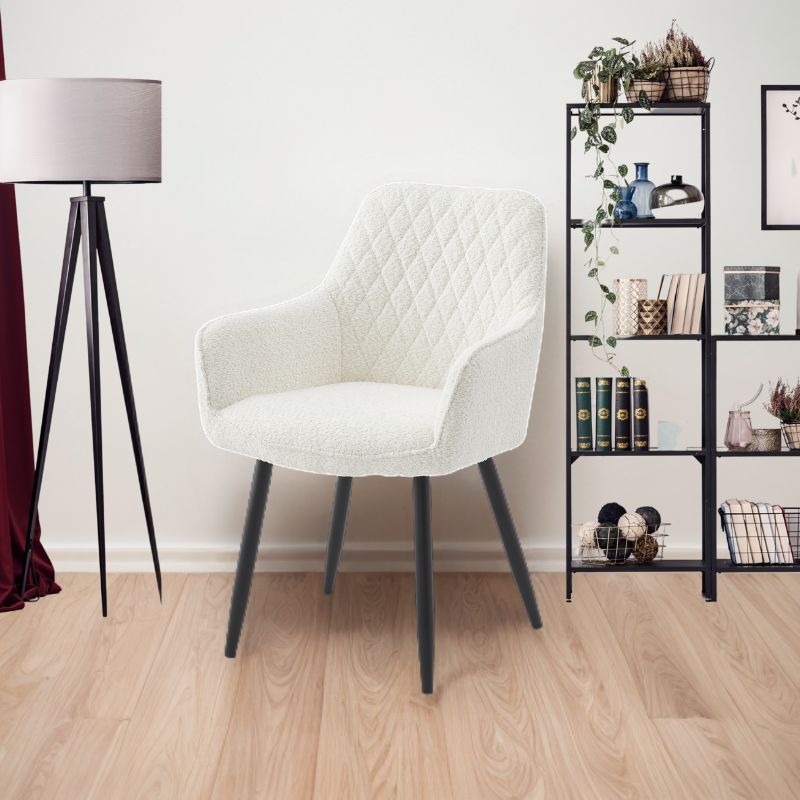 V195-CINDY-IVORY-212076-00 Neo Cindy Ivory Fabric Dining Chair 2PC - Image 1