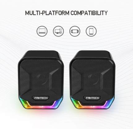 V195-GS202-219287-00 FANTECH SONAR GS202 Computer Speakers USB and 3.5mm RGB Mini Wired Speakers Acoustic Clarity for Desktop Computer Laptop - Image 1