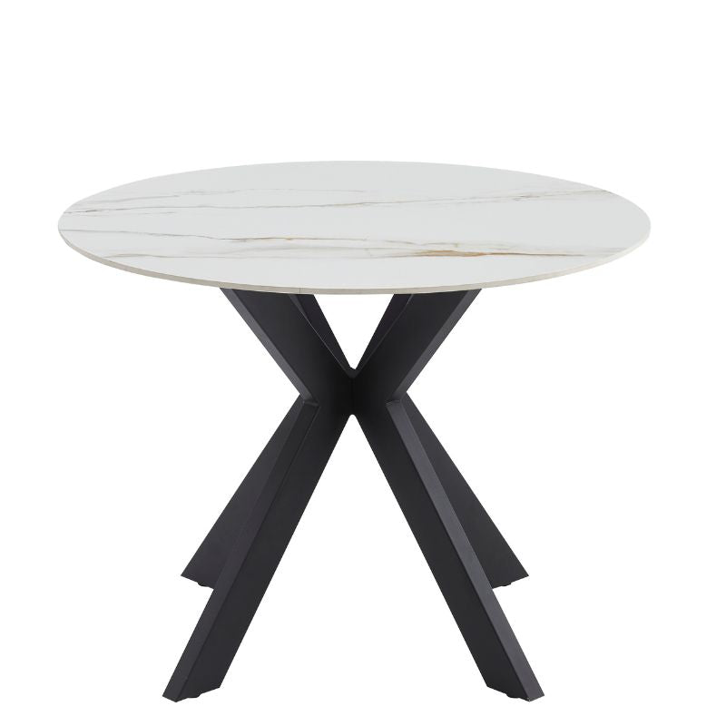 V195-TRACEY-GOLD-215795-00 Tracey Round Marble Stone Dining Table - Image 1