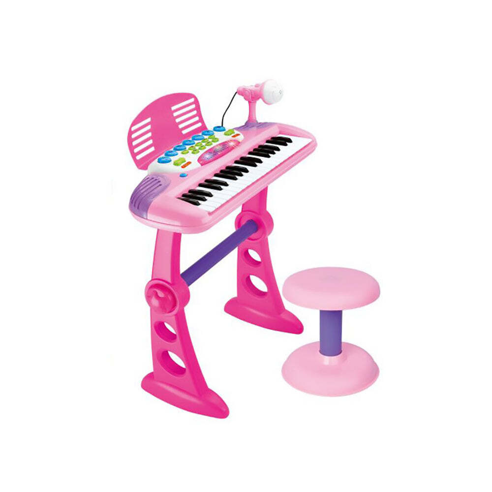 V196-2039-37984-00 Children's Electronic Keyboard with Stand (Pink) Musical Instrument Toy - Image 1