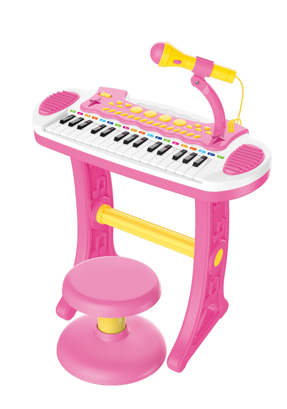 V196-2039_K-202503071508-00 Children's Electronic Keyboard with Stand (Pink) Musical Instrument Toy - Image 1