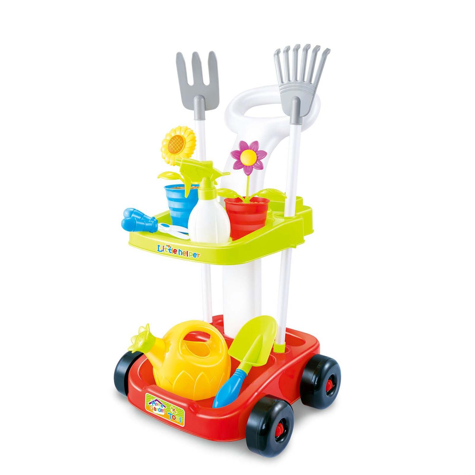 V196-667-44-37950-00 Children's Gardening Trolley Set with Fake Garden Tools for Toddlers - Image 1