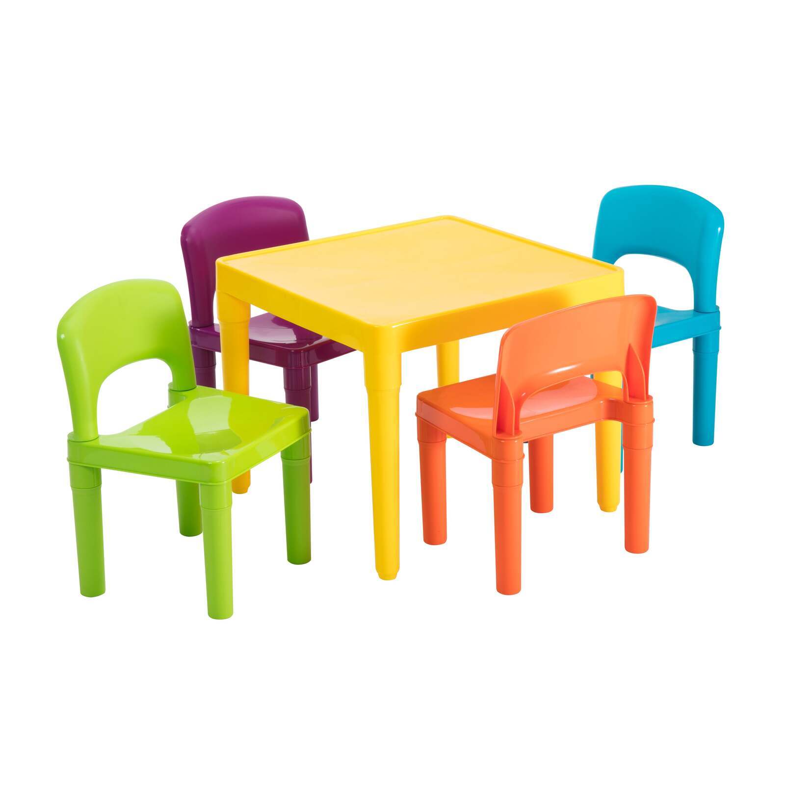 V196-7901-38007-00 Kids Plastic 5-Piece Table & 4 Chairs Set (Multicoloured) - Image 1