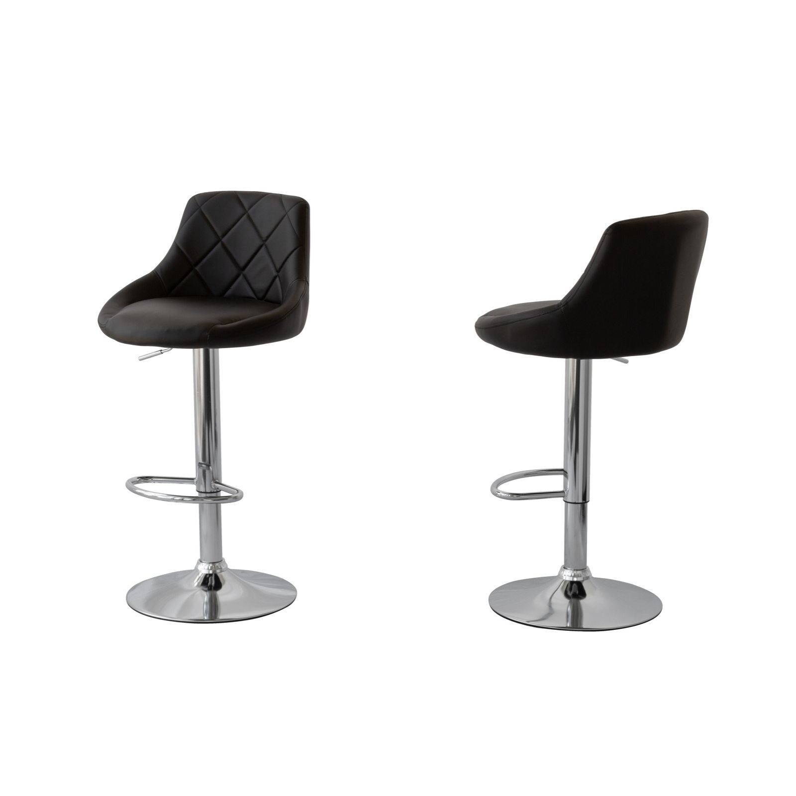 V196-BS524B_K-202503031030-00 2 Diamond Style Padded Leather Barstools (Black) w/ Adjustable Height - Image 1