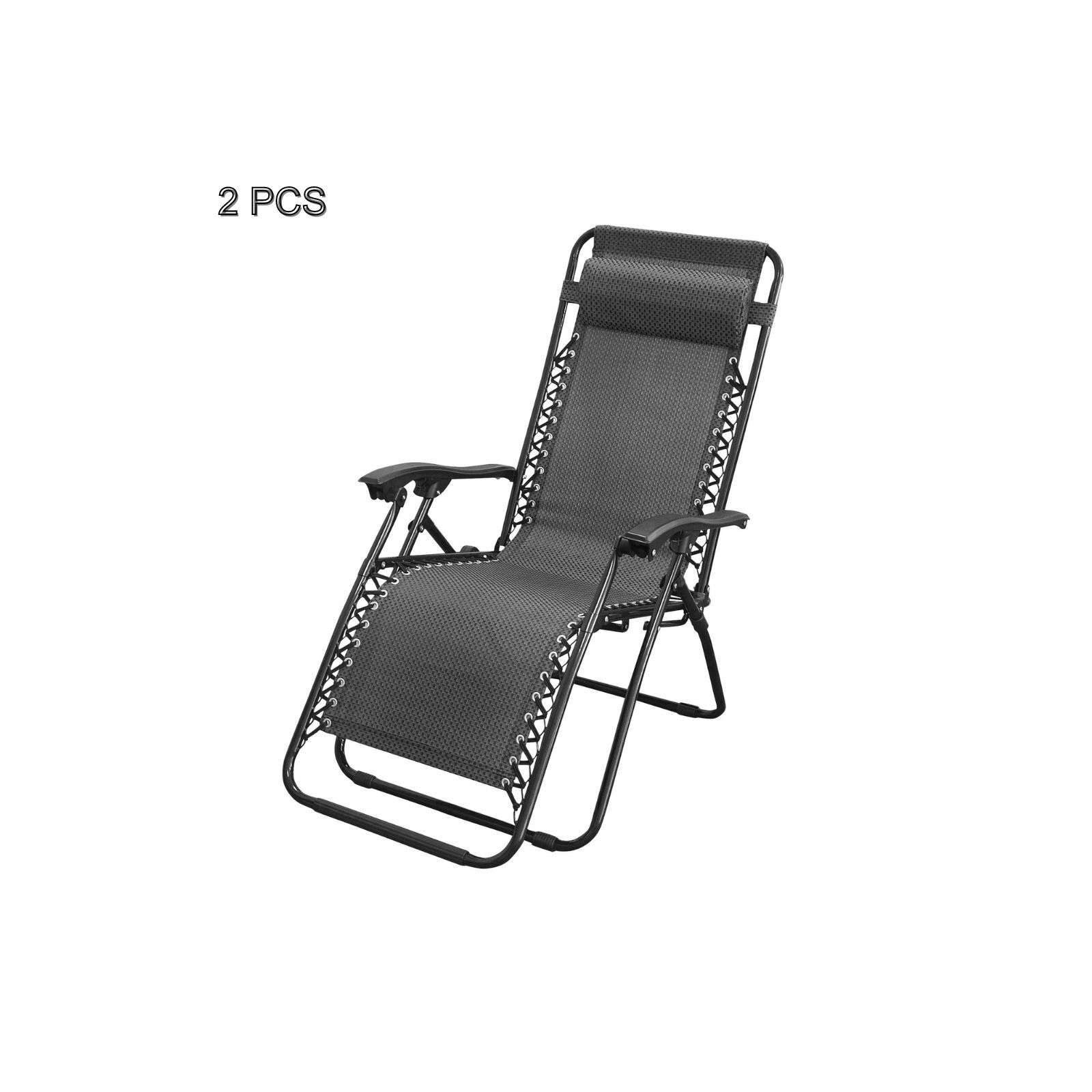 V196-OF430-197521-00 2 Pcs Zero Gravity Folding Reclining Chair (Black) - Image 1