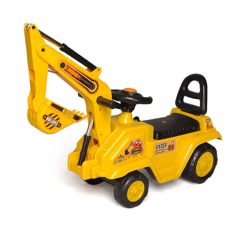 V196-YD1007-37995-00 Ride-on Children's Excavator (Yellow) w/ Dual Operation Levers to Scoop - Image 1
