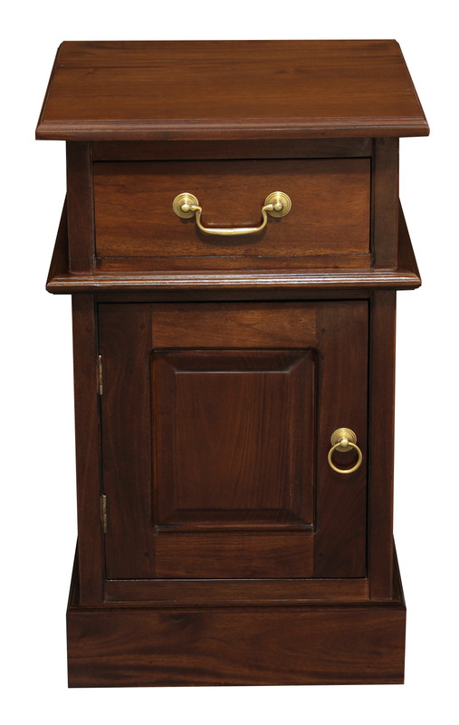 V199-BS101PNLM-149101-00 Tasmania 1 Solid Door 1 Drawer Bedside (Mahogany) - Image 1
