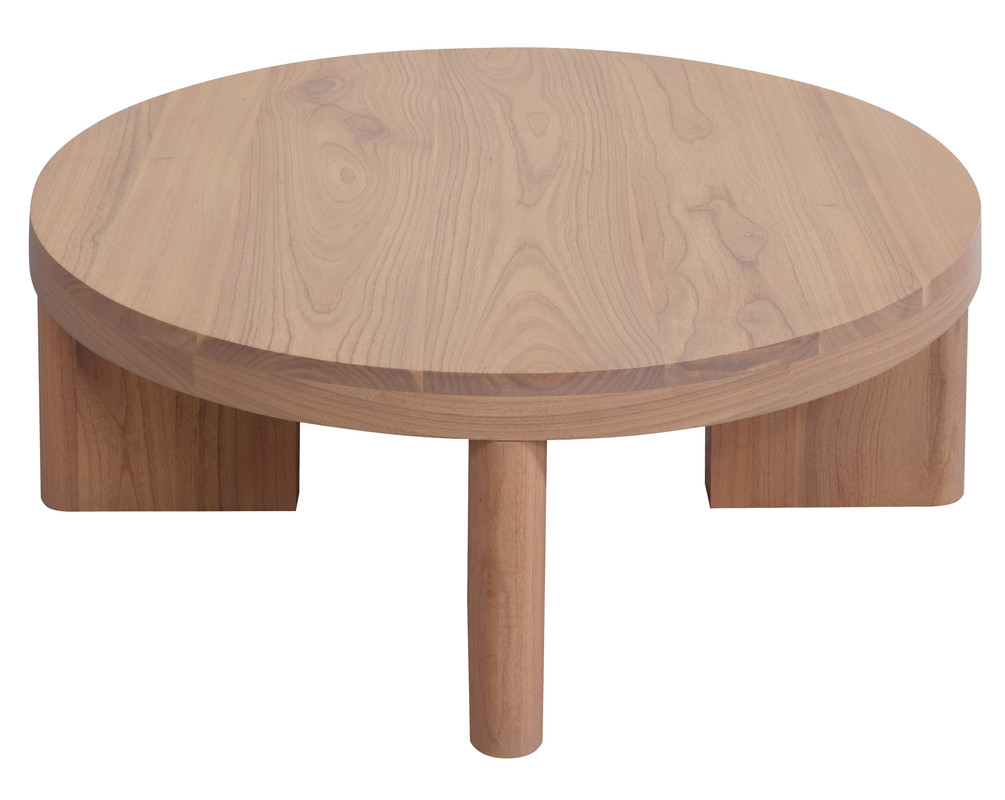 V199-CT090APNI-175259-00 Apollo Round Solid Mindi Timber Coffe Table (Natural) - Image 1