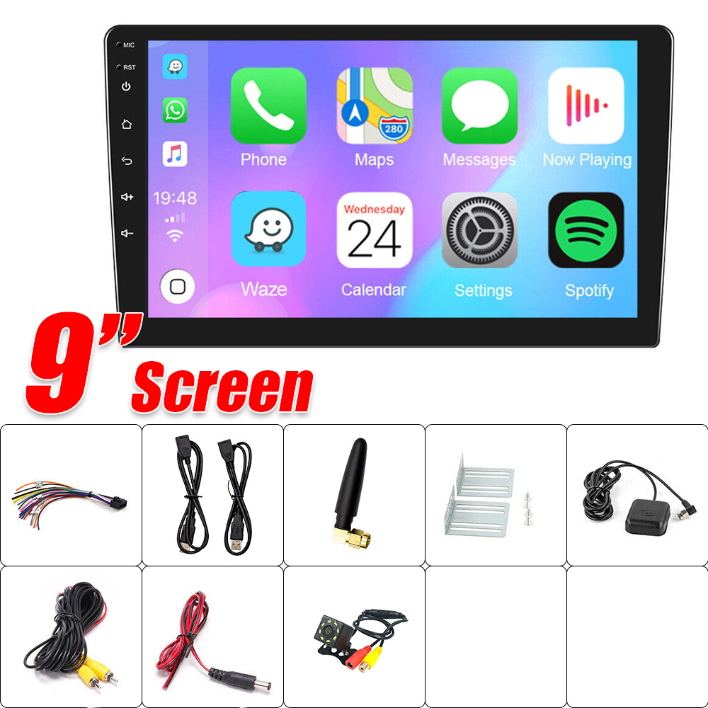 V201-CAR0019BL8AU-72131-00 9" Car Radio 2 DIN GPS FM RDS WIFI w/ Rear Camera For Android Auto IOS CarPlay - Image 1