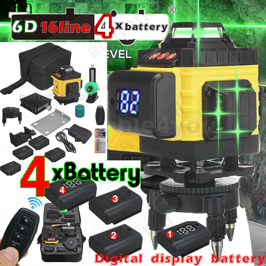 V201-EBA1523BL8AU-4-84735-00 16 Line Laser Level 4D Green Light Auto Self Leveling 360 degree Rotary Cross - Image 1