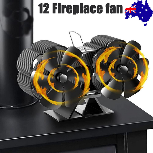 V201-FCA0212BL8AU-203040-00 12Blade Fan Heat Self-Powered Wood Stove Top Burner Fireplace Silent Eco Heater - Image 1