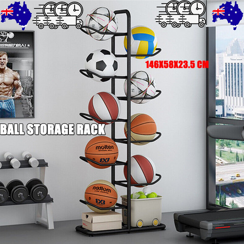 V201-FCA7545BL8AU-208708-00 Basketball Soccer Storage Rack Sport Ball Organizer Ball Holder Display Stand - Image 1