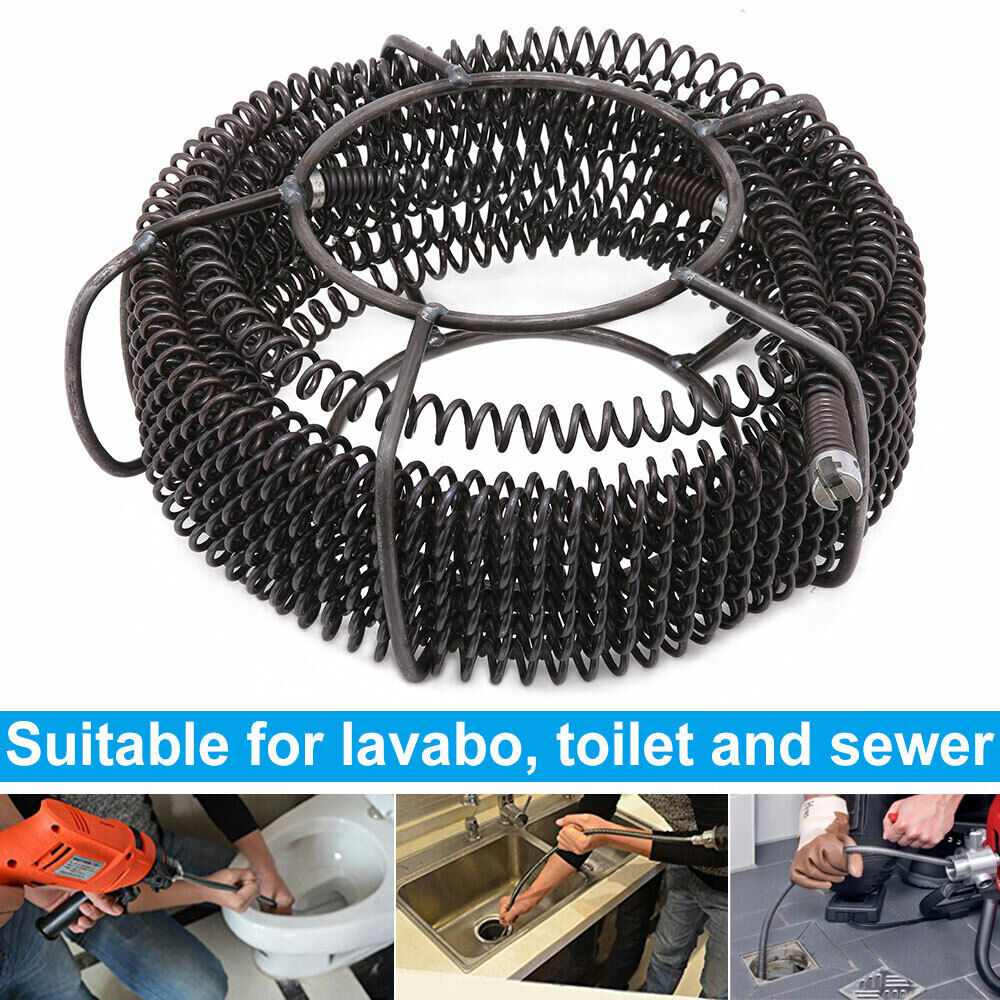 V201-GAA1206BL8AU-84781-00 Plumber Drain Snake Pipe Metal Cleaner Pipeline Sewer 12M + 6 Drill Bit Tool DIY - Image 1