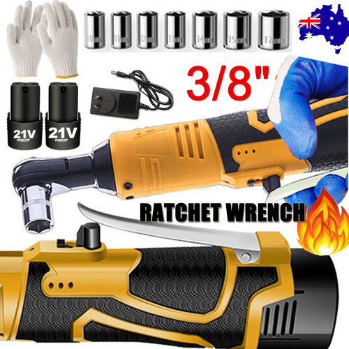 V201-LI0090YL8AU-208715-00 21V 3/8'' 100N.m Electric Right Angle Ratchet Wrench Charger+ 2 Battery - Image 1