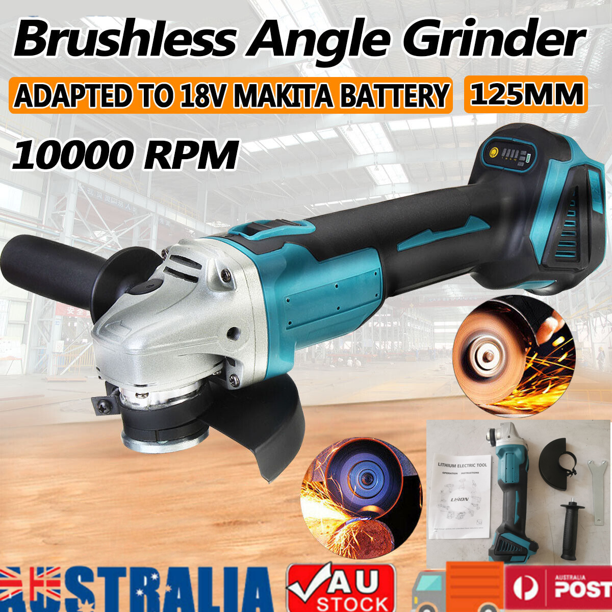 V201-LI0125BU8AU-87045-00 125mm Brushless Angle Grinder Cutting Machine Polisher For Makita 18V Battery - Image 1