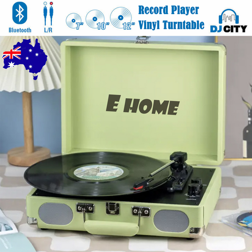 V201-LPU0001GR8AU-183564-00 Record Player Vinyl Turntable Bluetooth Speakers Retro Briefcase USB (Turquoise) - Image 1