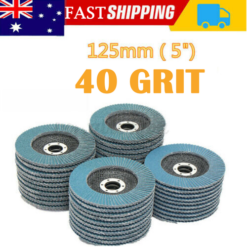 V201-ROND0040BU8AU-151205-00 20 PCS 40 Grit Grinding Wheel 5'' 125MM Angle Grinder Flap Sanding Disc AU - Image 1