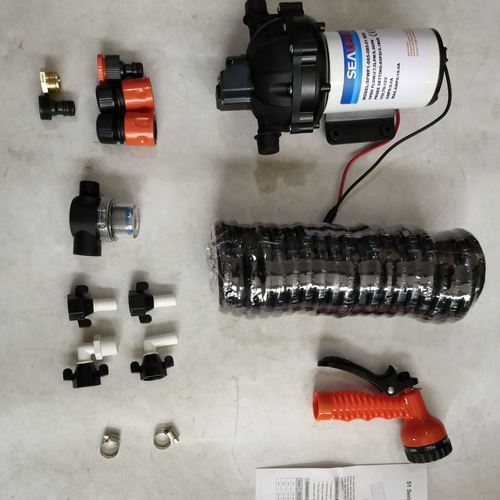 V201-SFLO0012BL8AU-202507021858-00 6.6GPM Washdown Pump Kit 12V Wash Pump w/ Hose Nozzle For Caravan RV Marine Boat - Image 1