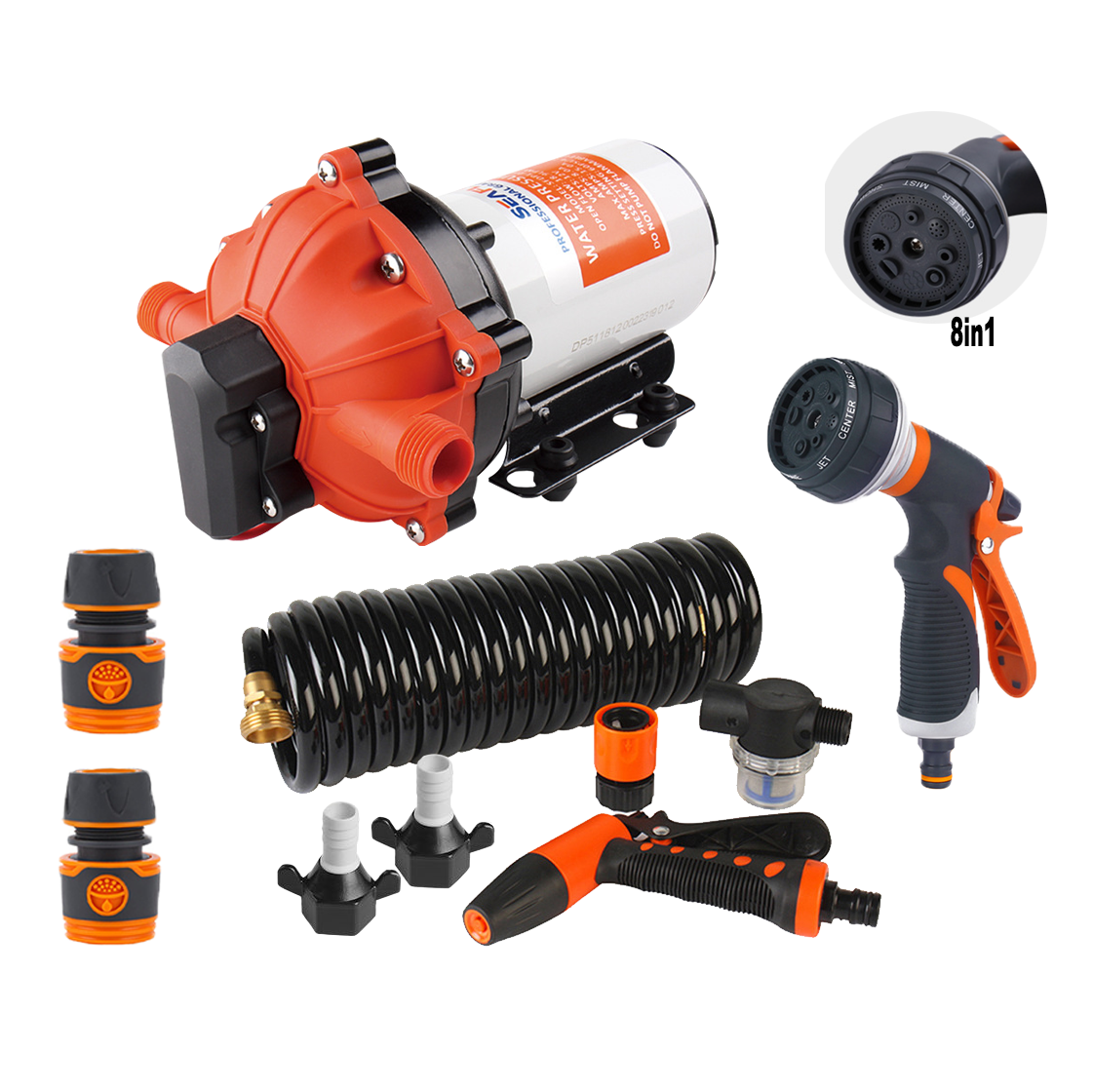 V201-SFLO0012OR8AU-86818-00 SEAFLO 70PSI Deck Washdown Pump Kit for Boat Caravan Yacht Wash Pump 12V 5GPM - Image 1