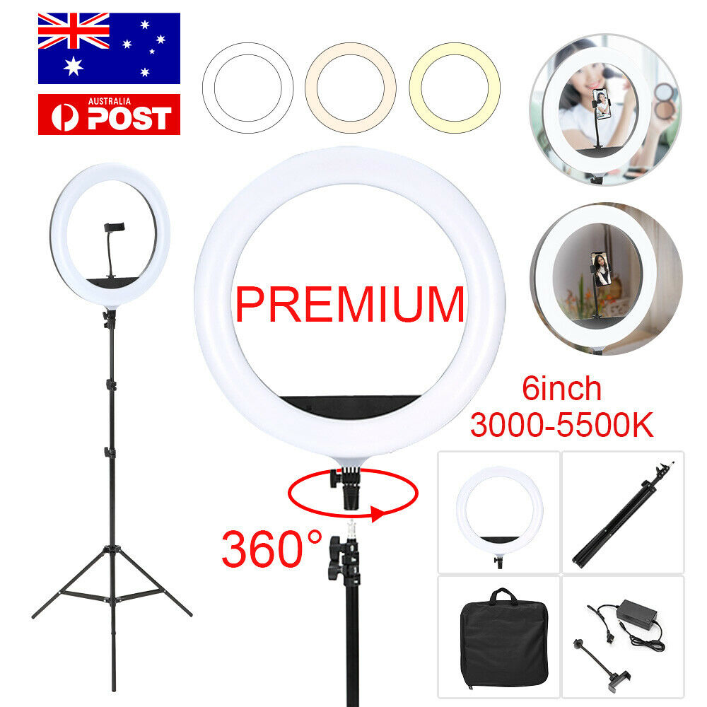 V201-W11877752-189239-00 8"LED Ring Light Dimmable Lighting Kit Phone+Selfie 40cm Tripod Makeup Live Lamp - Image 1