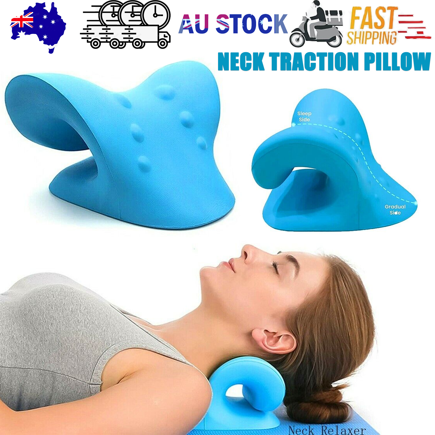 V201-W12466641-202505261640-00 Neck Traction Pillow Original Cloud Shape Neck Stretcher Cervical Pain Relief AU - Image 1