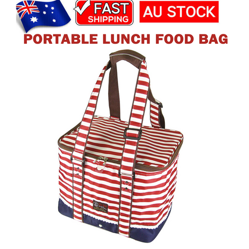 V201-W12583174-191436-00 Red Insulated Picnic Bag Thermal Cooler Portable Lunch Food Tote Carry Storage Bag - Image 1