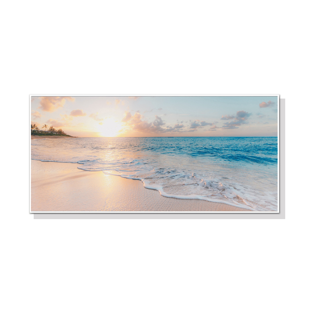V207-1025_Ocean-and-Beach_1 Wall Art 40cmx80cm Ocean and Beach White Frame Canvas - Image 1