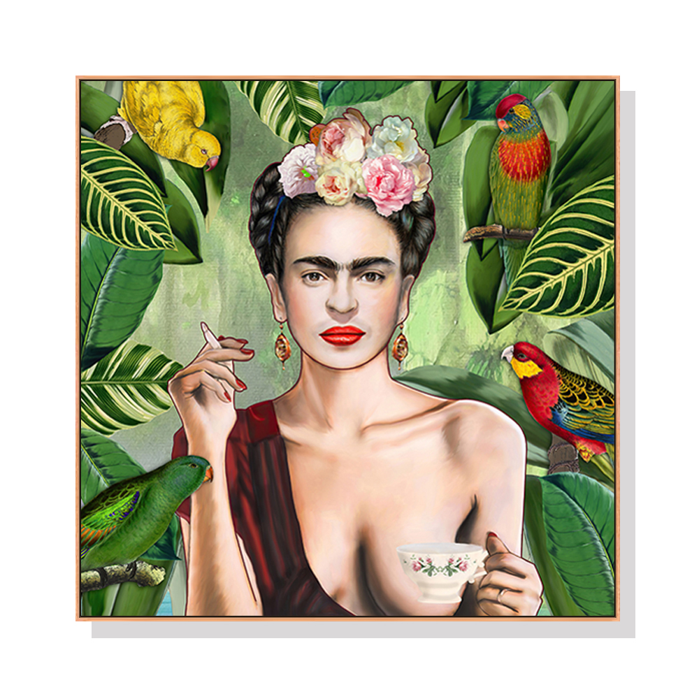 V207-1037_Self-Portrait-by-Frida-Kahlo-wood_1 Wall Art 50cmx50cm Self Portrait by Frida Kahlo Wood Frame Canvas - Image 1