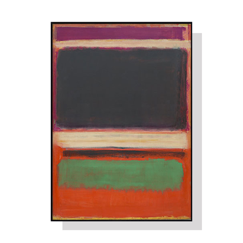 V207-1230_Black-Orange-Green-By-Mark-Rothko_1 Wall Art 60cmx90cm Black Orange Green By Mark Rothko Black Frame Canvas - Image 1