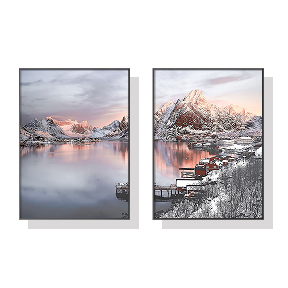 V207-1280-1-146161-00 Wall Art 70cmx100cm Nordic Norway 2 Sets Black Frame Canvas - Image 1