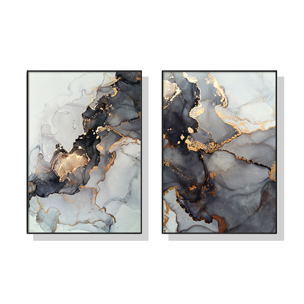 V207-1323-64819-00 Wall Art 60cmx90cm Black Splash 2 Sets Black Frame Canvas - Image 1