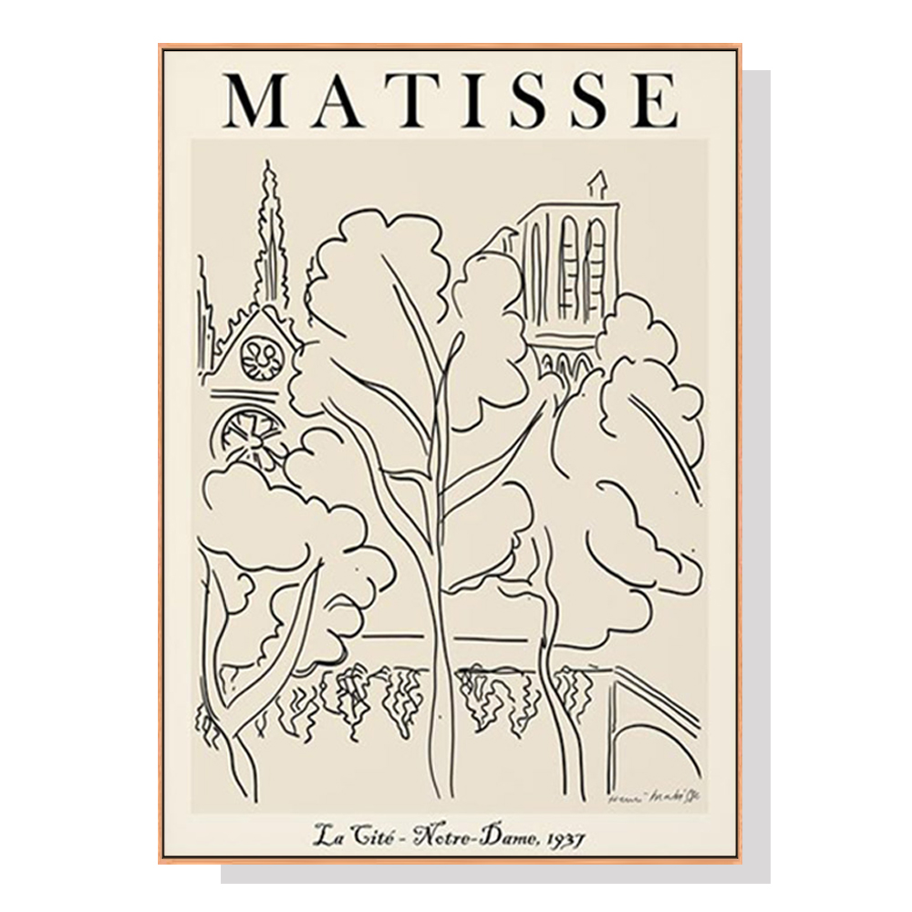 V207-1325-64817-00 Wall Art 50cmx70cm Line Art By Henri Matisse Wood Frame Canvas - Image 1