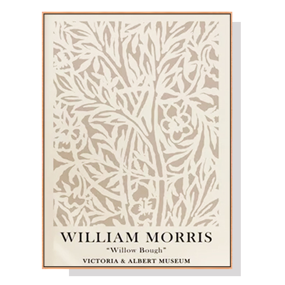 V207-1432-2-145829-00 Wall Art 90cmx135cm William Morris Neutral Wood Frame Canvas - Image 1