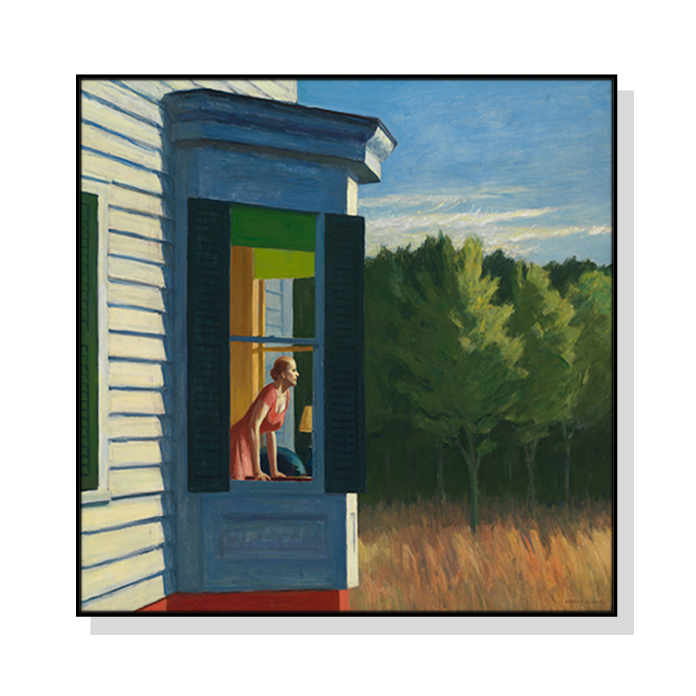 V207-1481-66226-00 Wall Art 70cmx70cm Cape Cod Morning By Edward Hopper Black Frame Canvas - Image 1