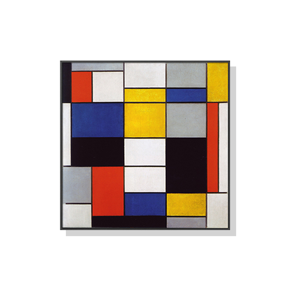 V207-1490-66217-00 Wall Art 80cmx80cm Large Composition A By Piet Mondrian Black Frame Canvas - Image 1