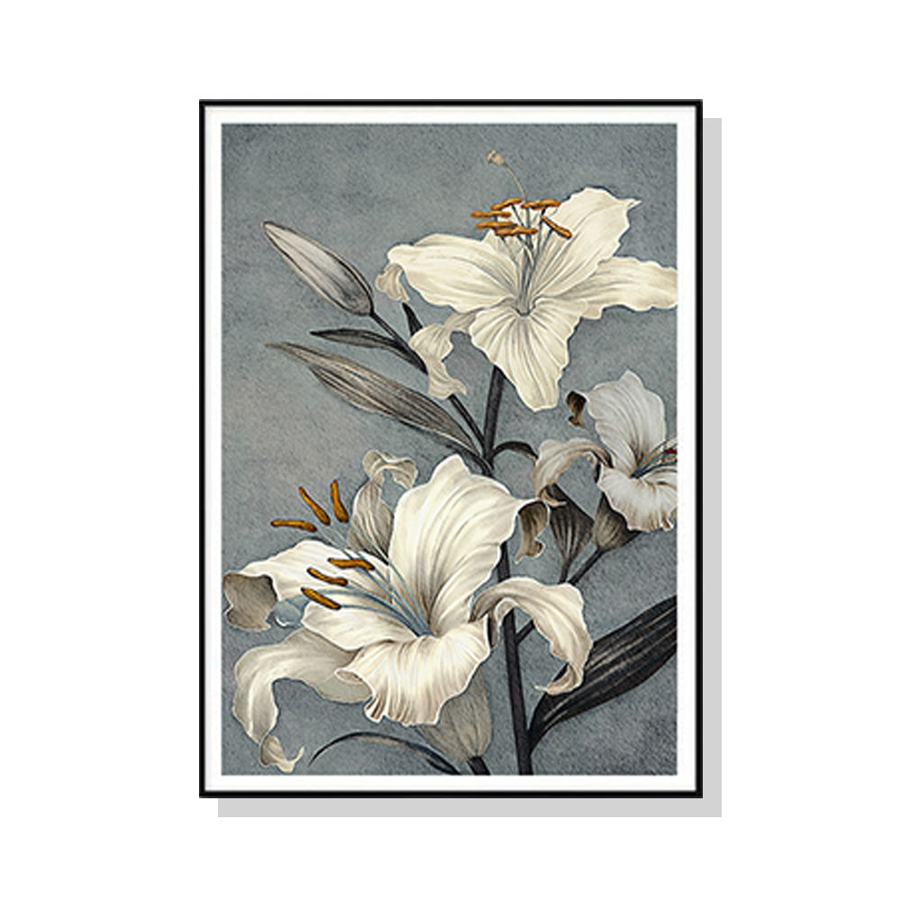 V207-1599-66964-00 Wall Art 50cmx70cm Floral Lily II Black Frame Canvas - Image 1