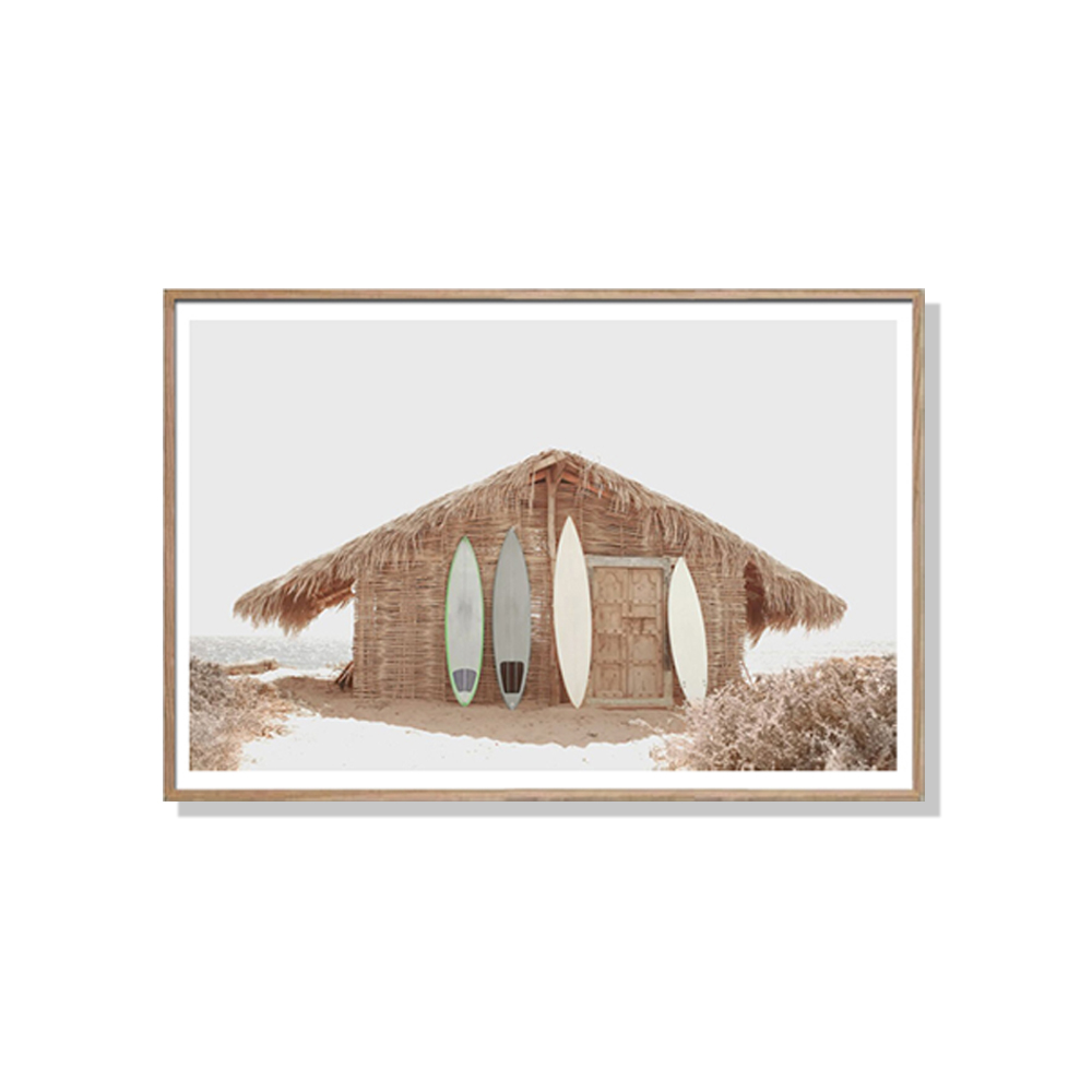 V207-1613-67251-00 Wall Art 80cmx120cm Surf Cabin Wood Frame Canvas - Image 1