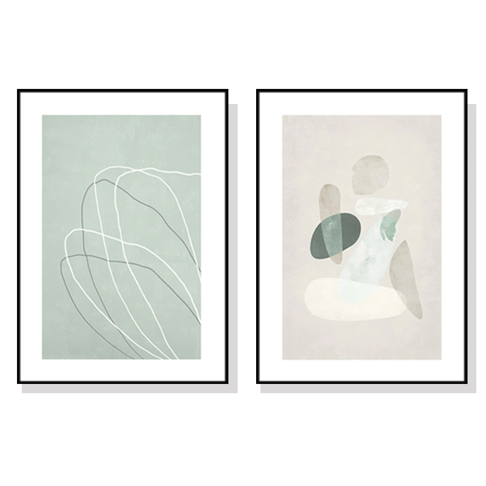 V207-1670-73367-00 Wall Art 60cmx90cm Abstract body and lines 2 Sets Black Frame Canvas - Image 1