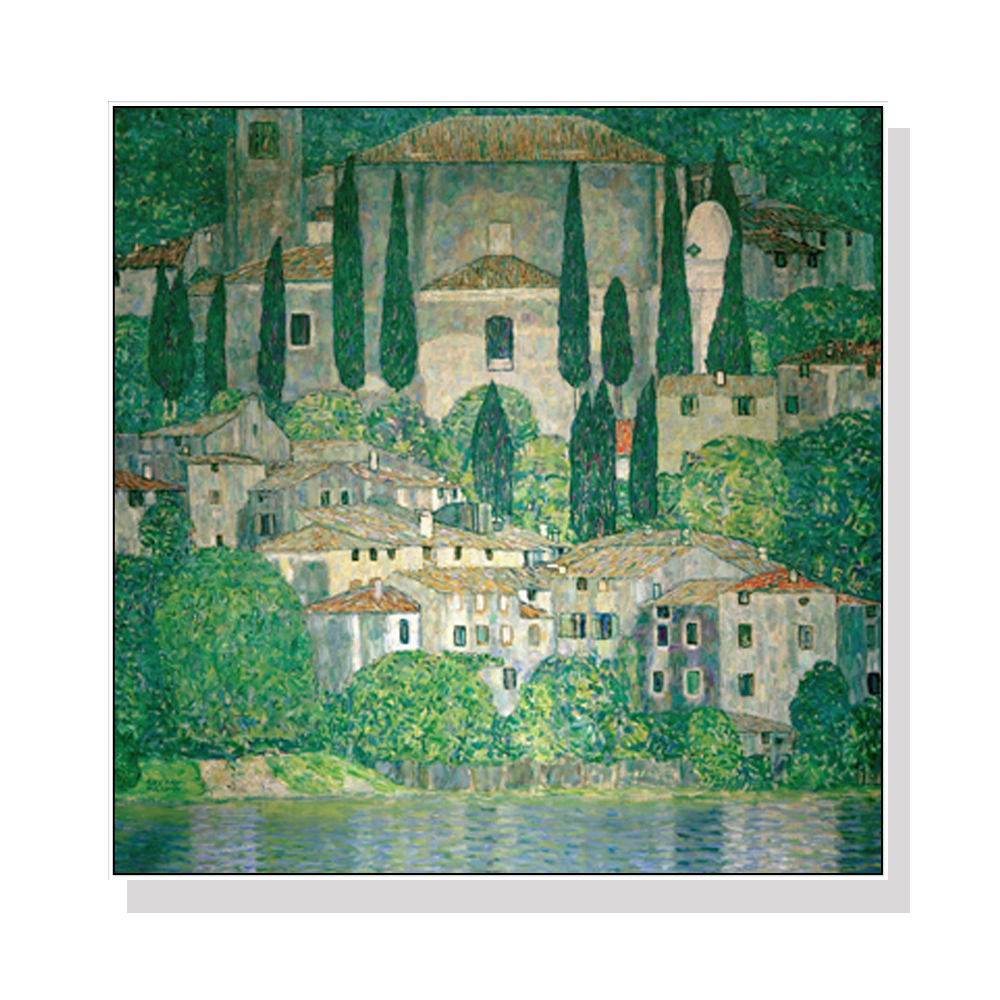 V207-1693-75054-00 Wall Art 60cmx60cm Kirche In Cassone by Gustav Klimt White Frame Canvas - Image 1