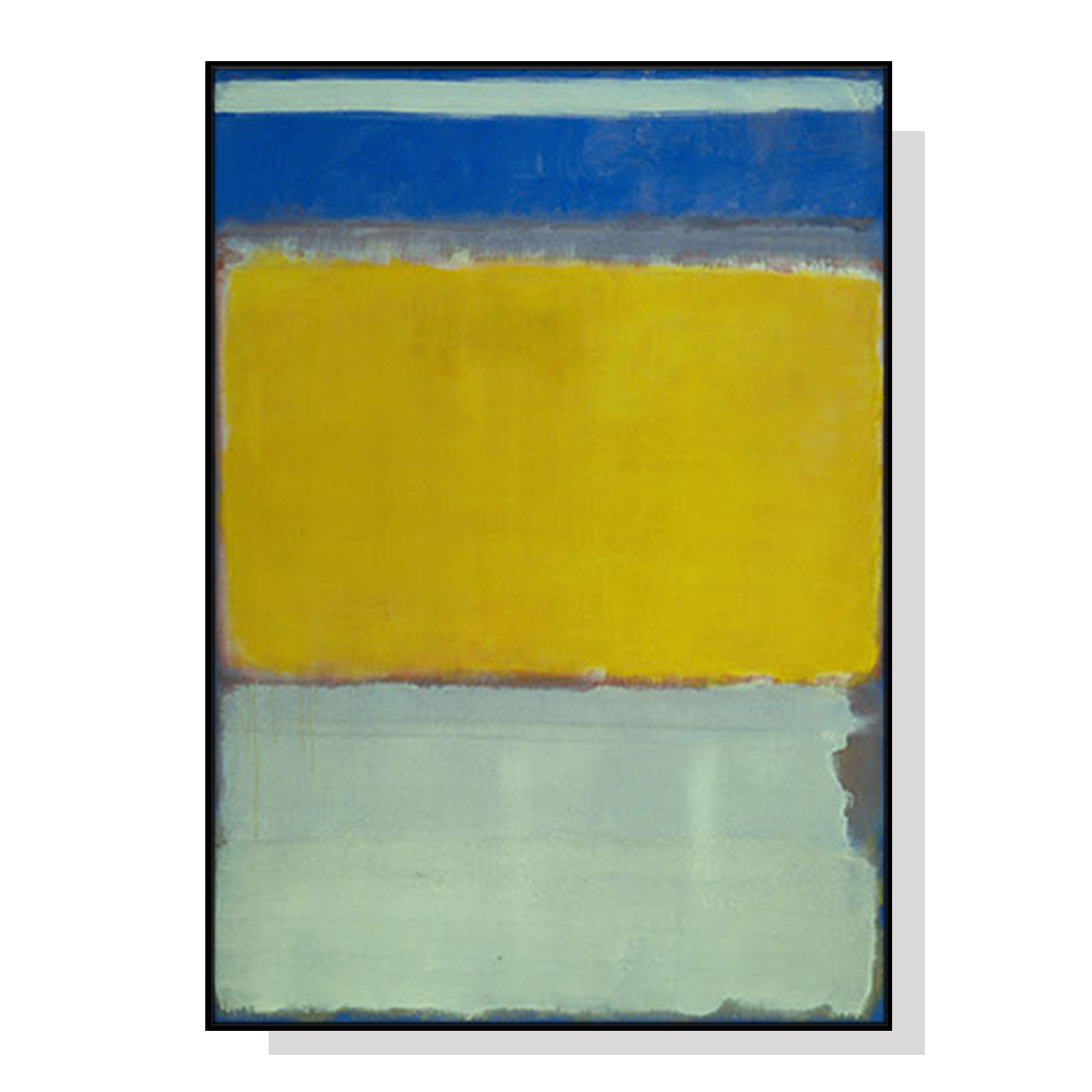 V207-17112-130897-00 Wall Art 90cmx135cm Blue Yellow Green By Mark Rothko Black Frame Canvas - Image 1